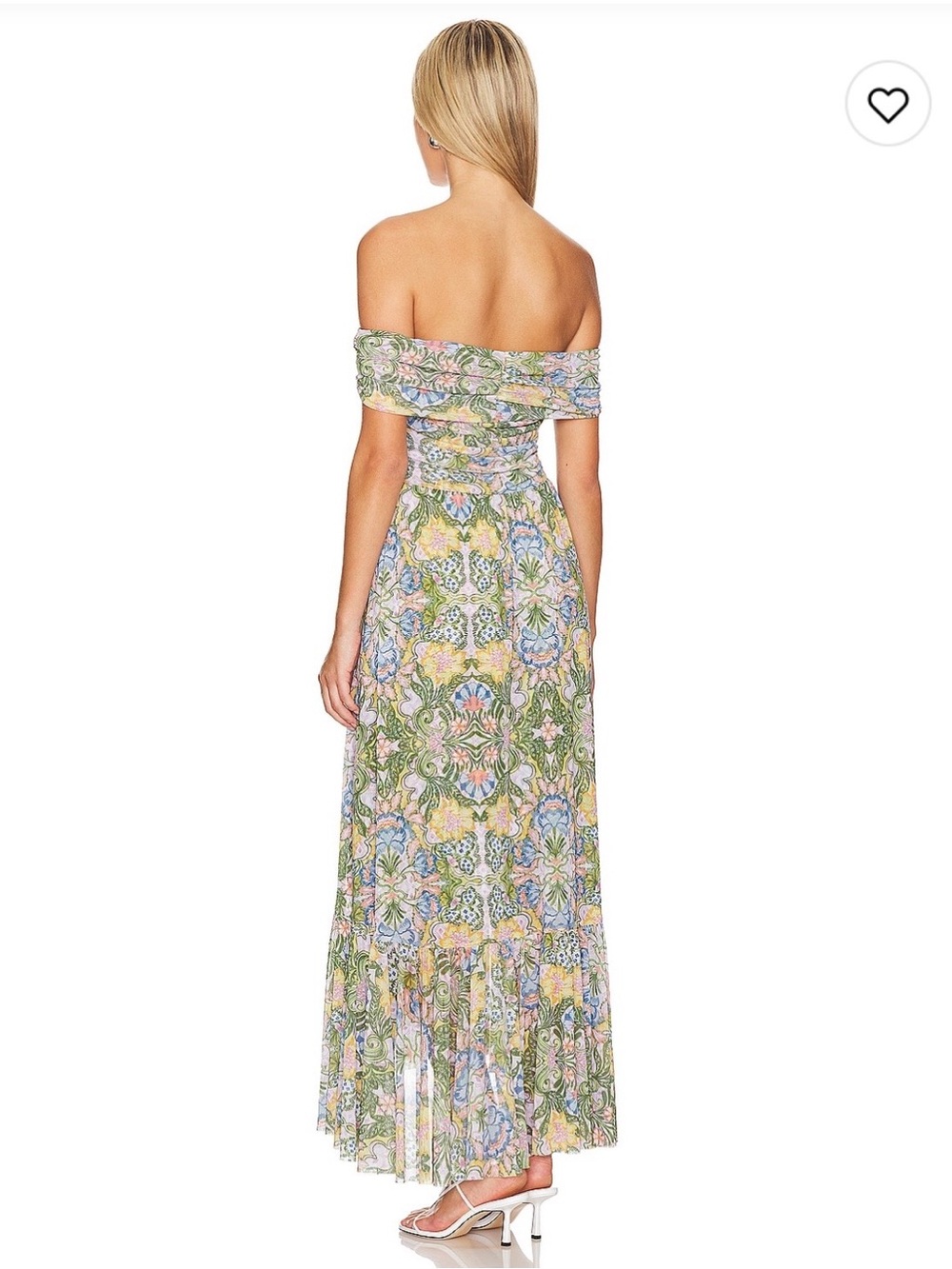 Misa Los Angeles Off-Shoulder Floral Maxi Dress in Green, Yellow & Blue - Picture 3 of 14